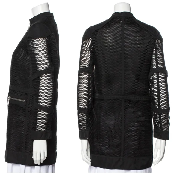 Belstaff Dunstable Black Fishnet Tech Mesh Trench Coat Jacket (XS) - Picture 7 of 11